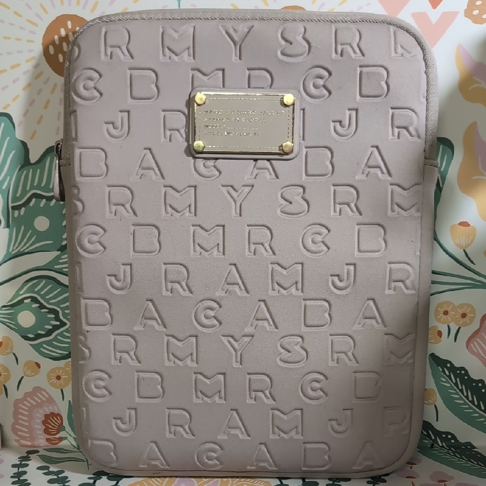 Gray Marc Jacobs Embossed Laptop Sleeve